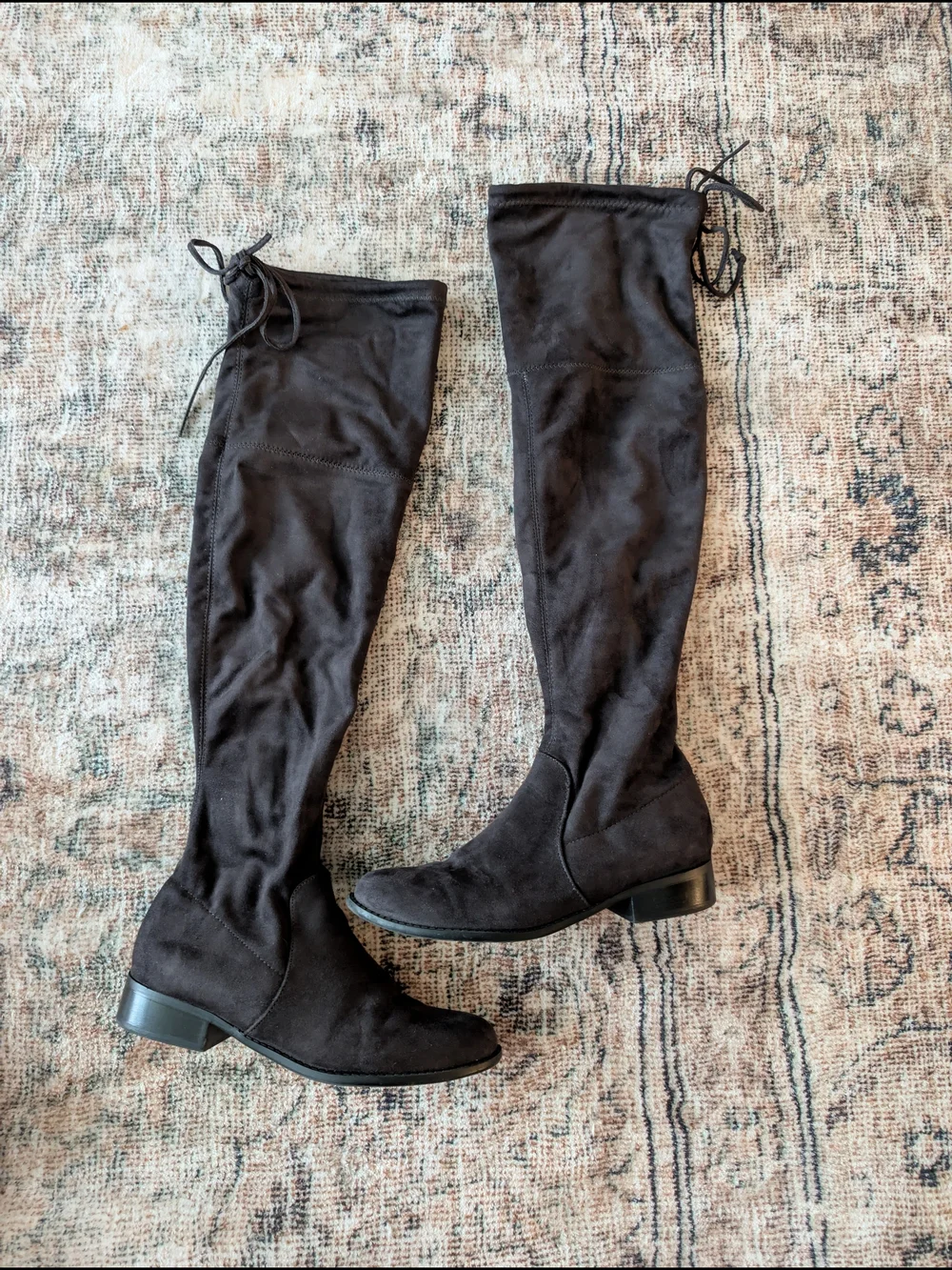 Women's Over-the-Knee Suede Lace-Back Boots - Chocolate Brown